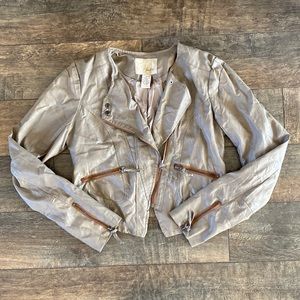 Faux Leather Cropped Jacket